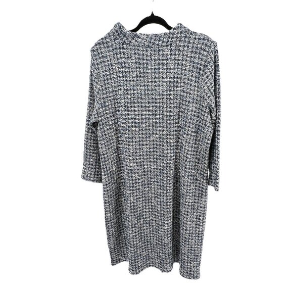 💙Talbots Black White Grey light blue  Tweed-Inspired Midi Dress - Size XL - Picture 2 of 10